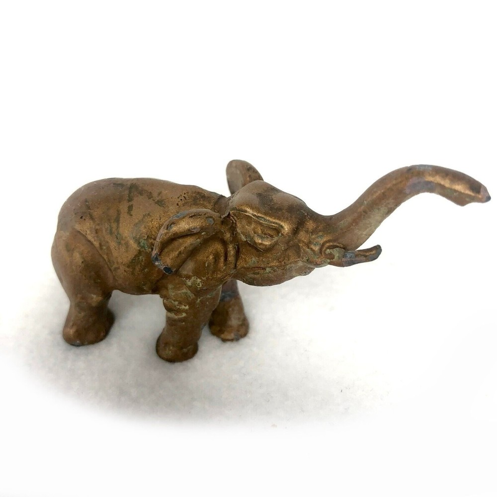 Vintage Bronze Elephant Figurine Miniature 3"